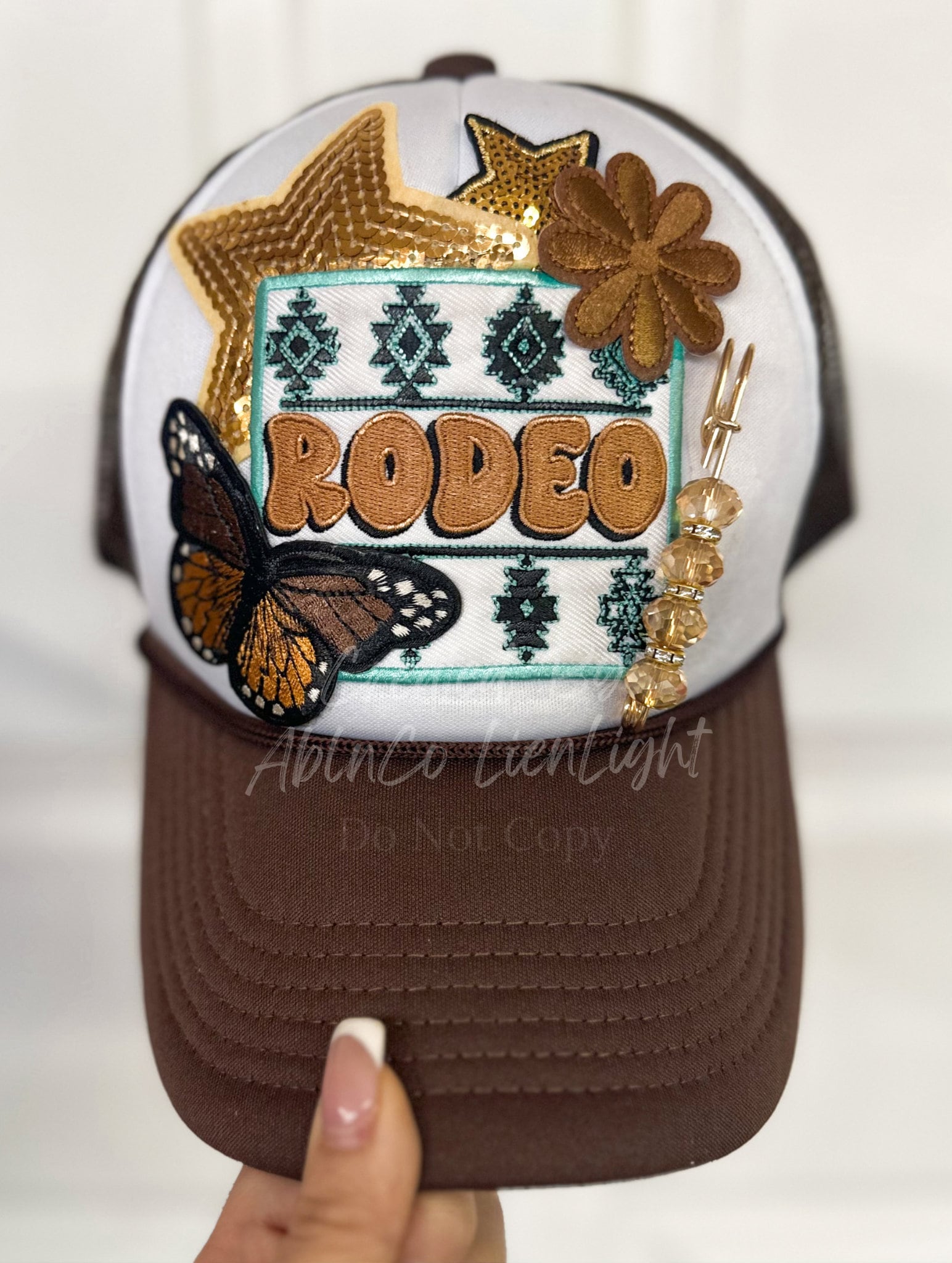 Jeweled Pins Customized Trucker Hat Custom Trucker Hat 3-4 & CHAIN/PIN - TikTok Shop main image 3