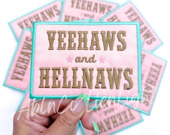 yeehaw and hellnaws patch, trucker hat patches, turquoise patch, rodeo patch, western patch, cowgirl patch, patch for hats, iron on patch