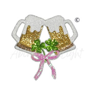 Sequin Beer & Clover Patch: St Patrick's Day Large Iron-On Applique