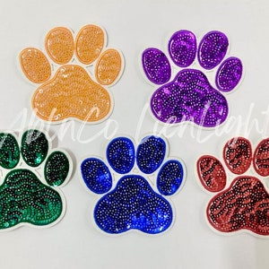 Sequin Paw Print Patch: DIY Iron On Applique (3 Inch)