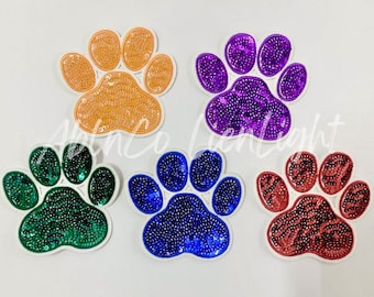 Sequin Paw Print Patch: DIY Iron On Applique (3 Inch)