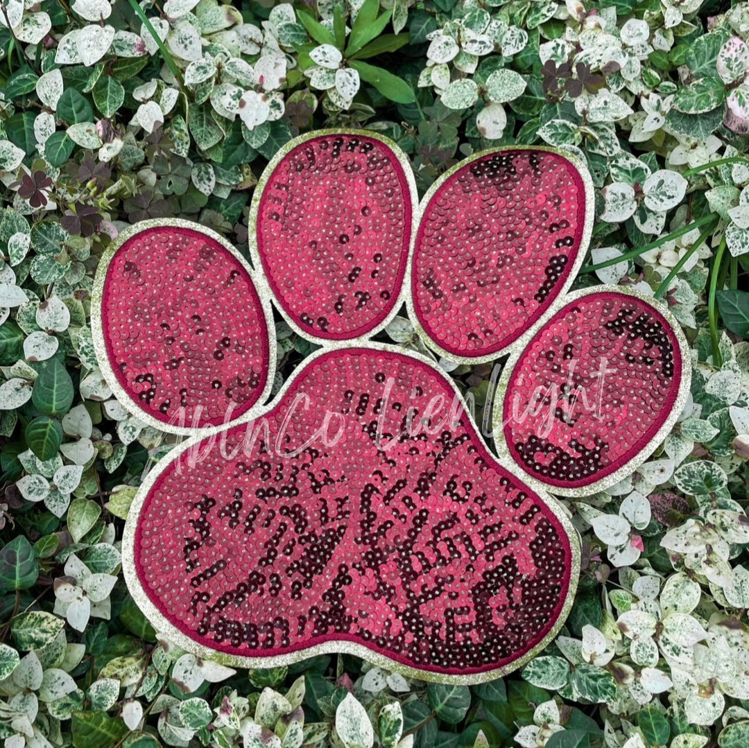 Maroon Paw Patch, Paw Print Patch, Large Patches, Chenille Patch