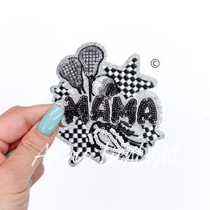 lacrosse patch, lacrosse mama patch, trucker hat patch, sequin patch, iron on patch, small patches, sport patch, trendy patch, DIY hat patch