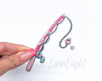 Sequined Fishing Rod Iron On Patch: DIY Trucker Hat Patch