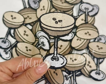 Espresso Martini Iron On Patch: Retro Embroidered Hat Patch