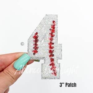 sequin number 4 baseball patch, baseball number patch, sequin baseball number, baseball patch, game day patch, baseball hat, hat patch, DIY