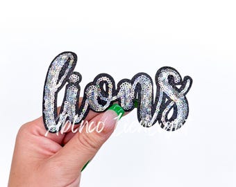 Sequin Lions Script Iron On Patch - Mascot Game Day Cheer