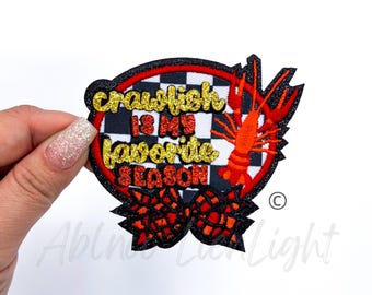 Parche termoadhesivo de la temporada de cangrejos de río: parche de chenilla para sombrero de Mardi Gras