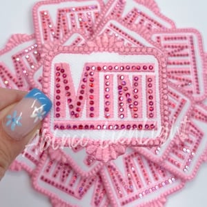 mini patch, pink mini patch, trucker hat patches, rhinestone patch, rodeo patch, boujee patch, western patch, iron on patch, girl mom patch