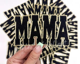 mama patch, black mama patch, trucker hat patches, mom patch, preppy patch, glitter patch, patch for jackets, patch for hat, iron on patches