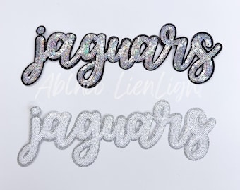 Sequin Jaguars Patch: Cursive Mascot, Game Day Iron On