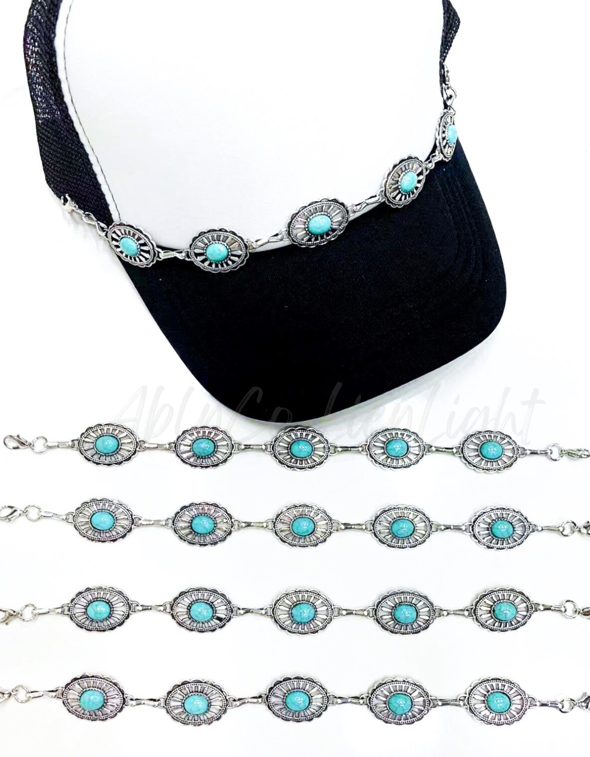 Turquoise Concho Trucker Hat Chain: Western Rodeo Hat  display picture 1
