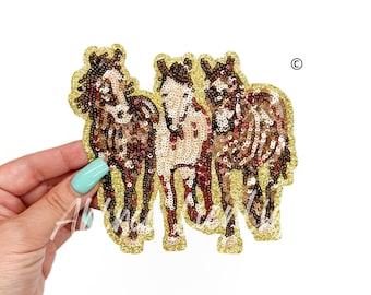 Sequin Horse Patch, Iron On Applique