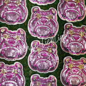 bulldog patch, trucker hat patches, bulldog mascot patch, preppy pink, game day, college wear, bag patch, small hat patch, sequin patch image 2