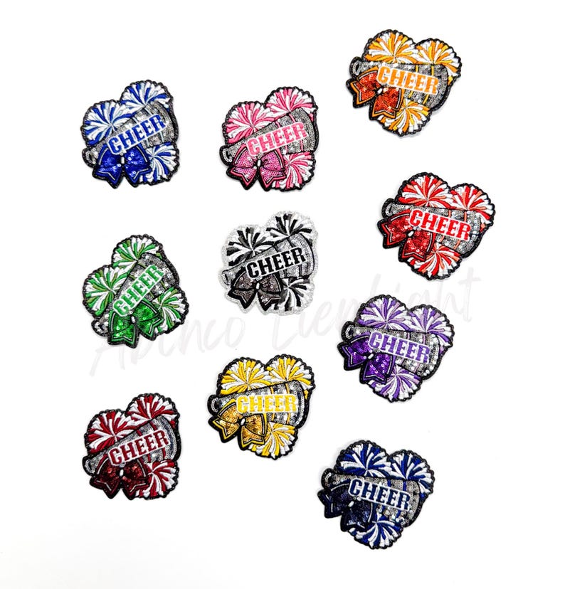 Royal Blue Cheer Patch: Sequin Bow & Pom Pom Iron-on - Etsy