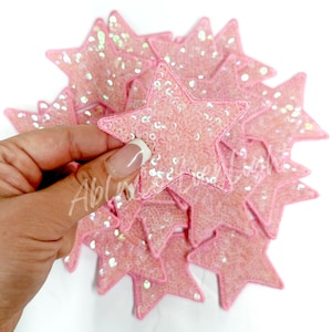 star patch, sequin star patch, pink star patch, small star patches, trucker hat patches, patch for hat, game day patch, preppy patch, trendy