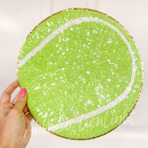 large tennis ball patch, sequin patch iron on, tennis match game day custom team shirt, chenille patch iron on, tennis mom shirt, DIY patch