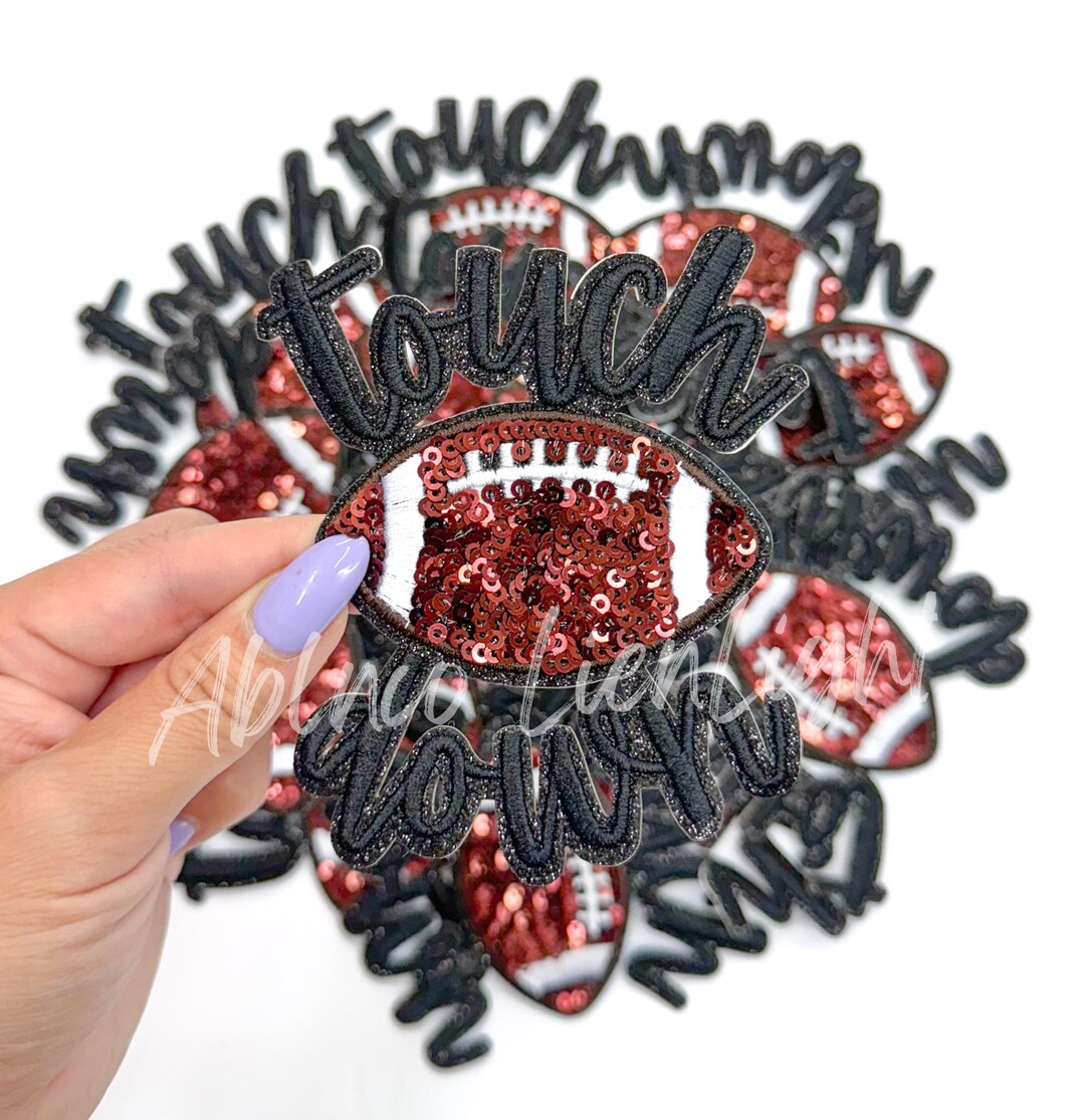 Glitter Touchdown Football Patch: Game Day Sticker Adhesive - Etsy