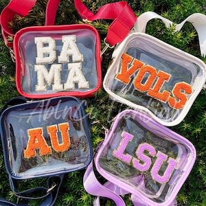 custom stadium bag, clear stadium bag, concert clear bag, game day clear bag, clear crossbody purse, custom team stadium bag, college gifts
