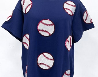 baseball tshirt, baseball sequin shirt, sparkles shirt, baseball mom shirt, baseball wife shirt, ballpark mom, gameday shirt, customize gift