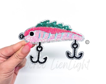 Sequins Fishing Lure Patch: Iron On DIY Trucker Hat Patch