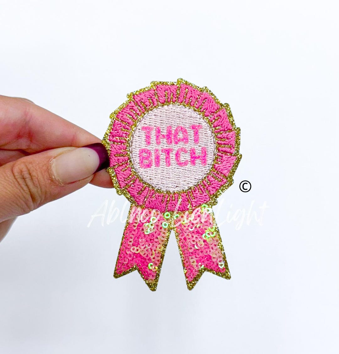 Snarky Ribbon Patch: Pink Sequin Bow Patch (3