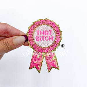 trucker hat patches, bitch patch, snarky patch, sassy patch, funny patch, humor patch, ribbon patch, trendy patch, bow patch, western patch