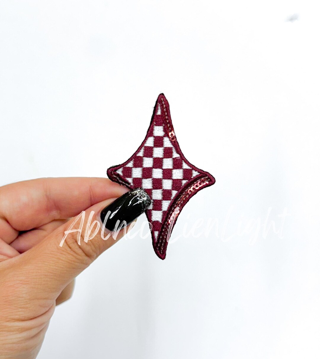 Maroon Checkered Star Patch: Sequin Embroidery Applique - Etsy