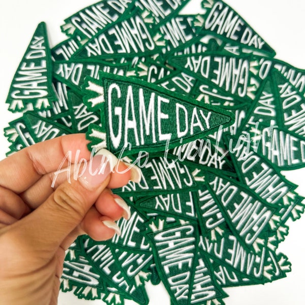 game day patch, green game day flag patch, small patch, patches for hat, trucker hat patches, preppy patch, football baseball soccer patches
