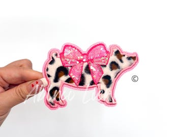 Show Pig Patch: Chenille Sequin Livestock Iron-On Patch