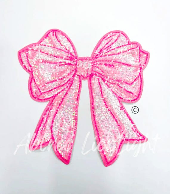 Large Pink Sequin Bow Patch: DIY Trendy Applique