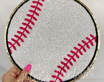 large baseball patch, baseball sequin patch, game day patch, DIY custom team spirit wear shirt, chenille patch iron on, baseball mom shirt