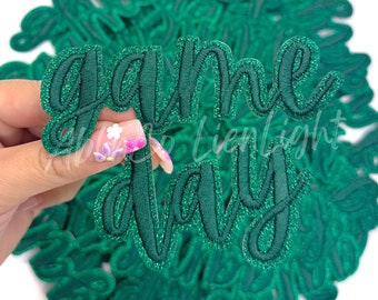 Green Game Day Patch: Cursive Stadium Bag Sticker