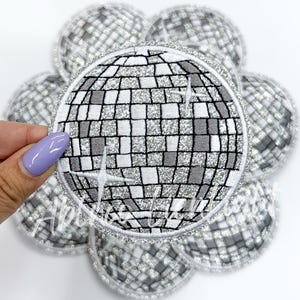 3.15” disco ball patch, silver disco ball patch, trucker hat patches, retro patch, preppy patch, cowgirl patch, dance patch, iron on patch