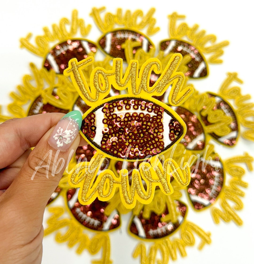 Gold Touchdown Football Sequin Patch: Game Day Trucker Hat Applique - Etsy
