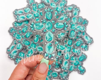 turquoise patch, cross patch, trucker hat patch, embroidery patch, faith patch, cowgirl patch, western patch, trendy patch, patch for hats