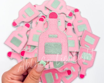 Pink Tequila Bottle Patch: Chenille Embroidery Iron-On Applique