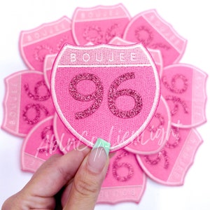Boujee patch, trucker hat patches, glitter patch, iron on patch, retro patch, preppy pink patch, route 96 patch, western patch, snarky patch