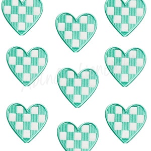 checkered heart patch, heart patch, preppy patch, retro patch, patch for hats, trucker hat patches, embroidery patch, blue heart patch, diy