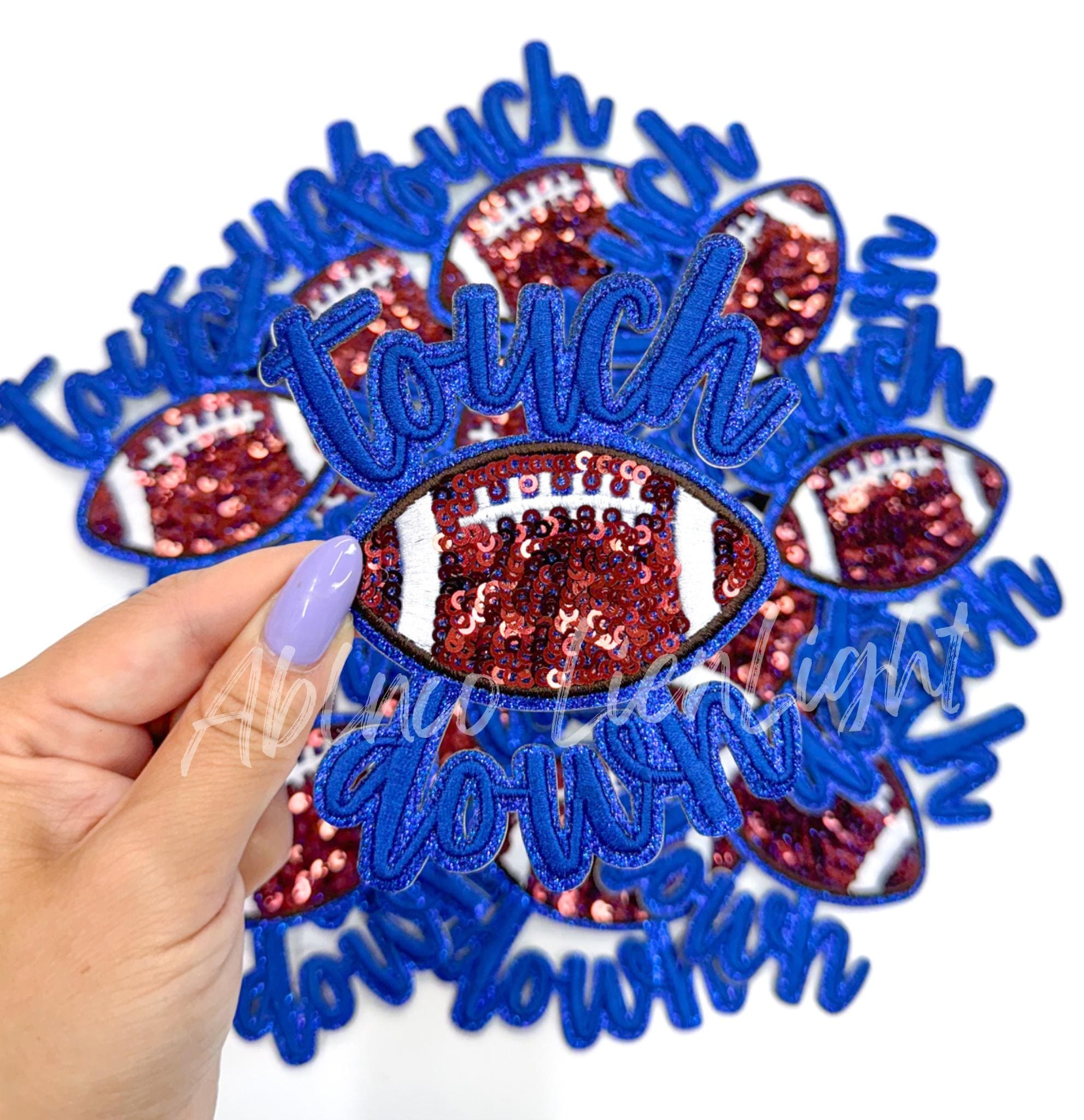 Glitter Football Touchdown Patch: Royal Blue Game Day Sticker - Etsy