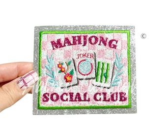 Mahjong Social Club Patch, Sequin Iron On Applique