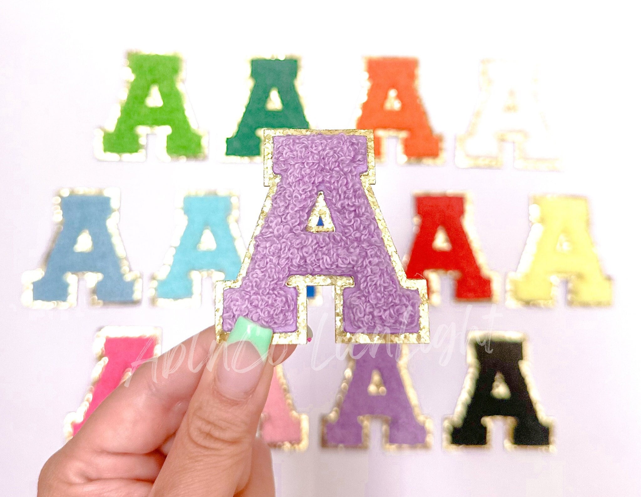 adhesive letters, stick on letters, purple chenille letters self adhesive, sticker letters, varsity letters, diy game day stadium bag, gift