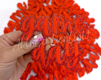 Red Game Day Chenille Patch: Adhesive Sticker Patch