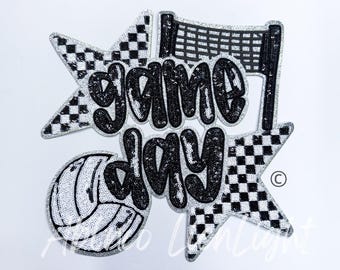 Volleyball Game Day Sequin Patch: Big Iron-On Sports Patch