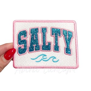 Salty Wave Embroidery Patch: Iron On Trucker Hat Summer Patch