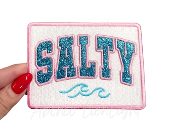 Salty Wave Embroidery Patch: Iron On Trucker Hat Summer Patch