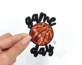 Sequins Basketball Game Day Patch: Iron On Applique (4")