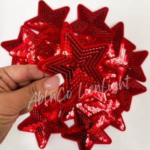 star patch, sequin star patch, red star patch, trucker hat patches  small star patches, patches for hat, game day patch, retro patch, diy