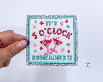 5 O'Clock Somewhere Patch: Funny Drink Iron-On Applique