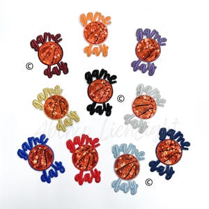 sequins basketball patch, game day patch, trucker hat patches, mama patch, iron on patch, sport patch, basketball hoop patch, trendy patch
